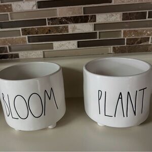 Rae Dunn BLOOM' and 'PLANT' Footed Planters